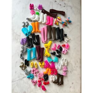 54 Pairs Vintage to Modern Barbie or Fashion Brand Shoes, Boots, Heels, Sneakers
